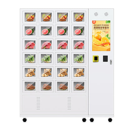 Maquina expendedora de Carne, pescado, frutas y vegetales, gabinetes de celosía refrigerados, productos diversificados, supermercado 24/7 de autoservicio