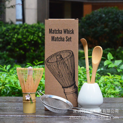 Kit Matcha Ceremonial Japonés: Batidor Chasen + Soporte + Cuchara + Pincel