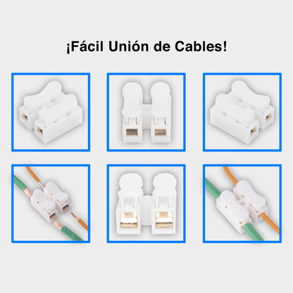 Conector tipo PUSH de 2 Contactos / Para una Conexión Rápida / Puentes de Cables