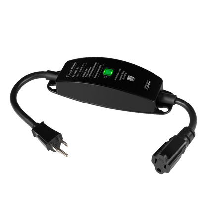 Enchufe inteligente para exteriores de 120 V y 15 A para iluminación y motores de 1/2 HP, con control Pico directo o app y geovallado mediante Smart