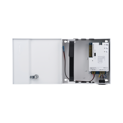 Fuente de Poder / 1 Salida 11-15 Vcc / 5 A / Temporizador Integrado / Con Capacidad de Batería de Respaldo / Requiere Batería / Aplicaciones en