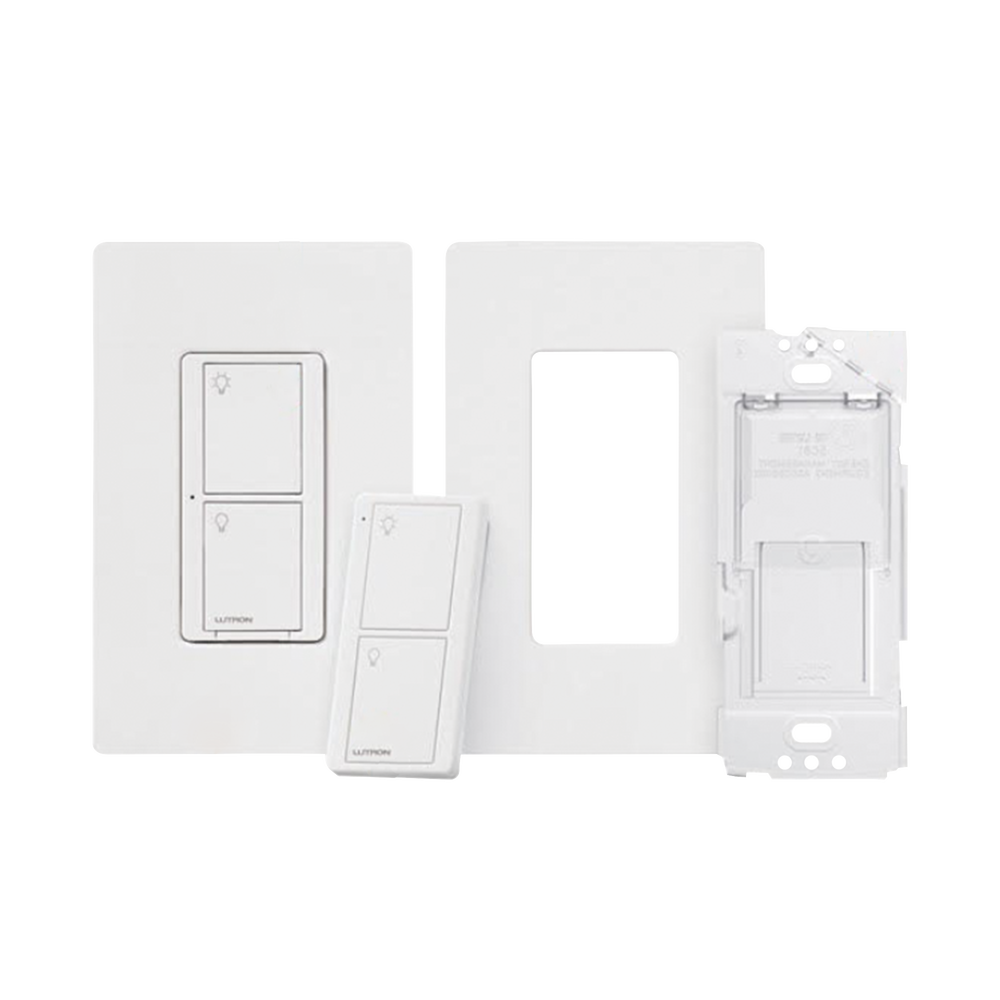 Kit de interruptor de pared Caseta Wireless de 5 A para todo tipo de focos y ventiladores, con control Pico de 2 botones, adaptador de montaje y