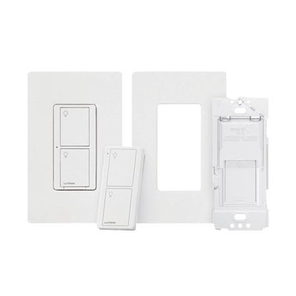 Kit de interruptor de pared Caseta Wireless de 5 A para todo tipo de focos y ventiladores, con control Pico de 2 botones, adaptador de montaje y