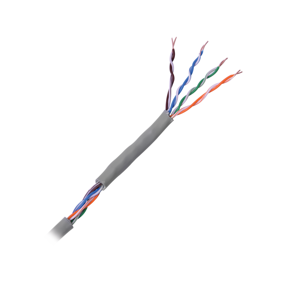Cable Cat5e de Alto Rendimiento, con Certificaciones ETL, UL, Color Gris, de 100 Metros (328 Pies) para Aplicaciones en CCTV, Redes de Datos. Uso