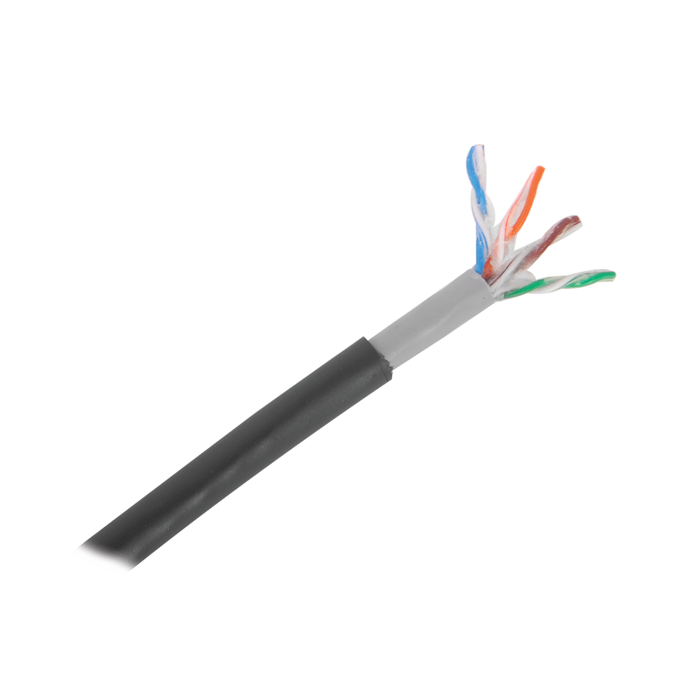 Bobina de Cable de 305 Metros (1000 Pies), Cat5E, con Gel, para Intemperie, Doble Forro Extrema Humedad, Bajo Tierra, UL, Color Negro para