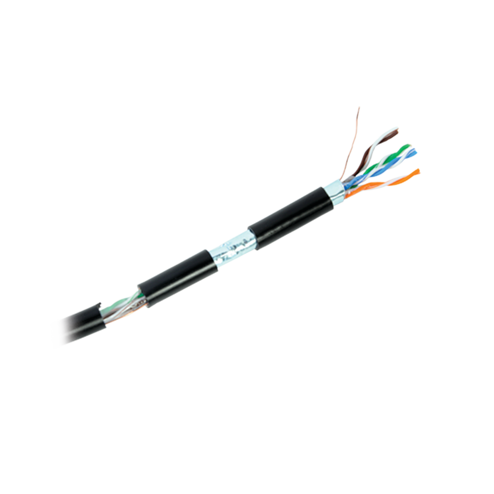 Bobina de Cable de 152 Metros (499 Pies), Cat5e, FTP, Blindado, para Intemperie, Color Negro, UL, Color Negro, para Aplicaciones en Video Vigilancia