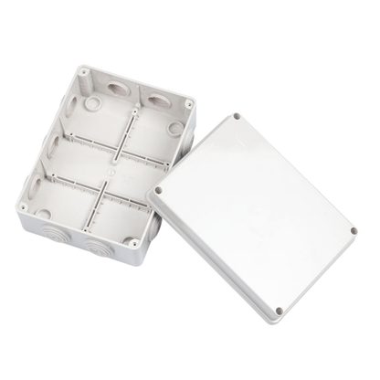 Caja Derivación-Conexión de Plástico (140 X 190 X 76 mm) con 10 Glándulas de Goma. Para Instalaciones Comerciales, Residenciales e Industriales.
