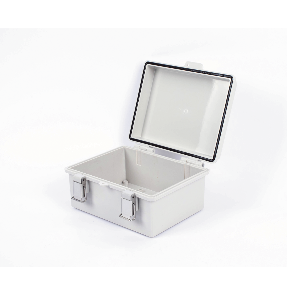 Gabinete de Plástico ABS, Uso en Intemperie IP66 (170 x 220 x 110 mm) Cierre por broche Inoxidable y Permite Cerrado con Candado y Llave (Perno 5mm)