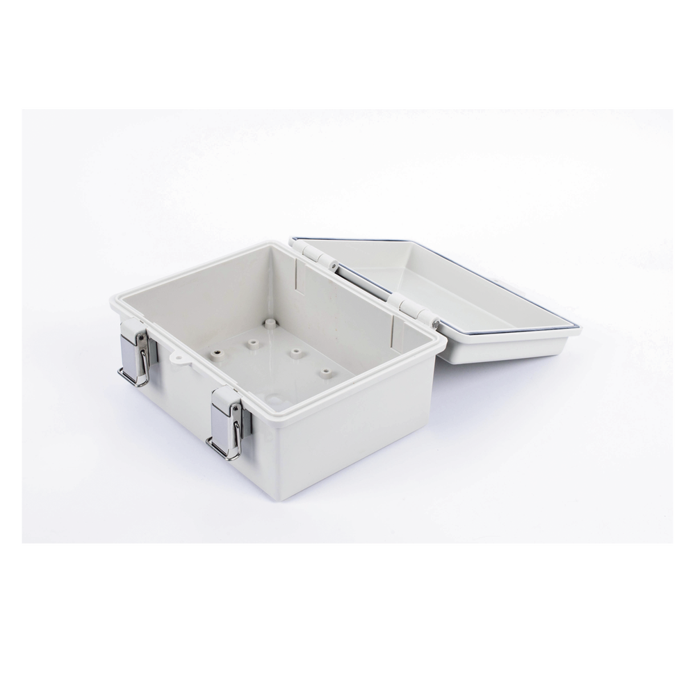Gabinete de Plástico ABS, Uso en Intemperie IP66 (170 x 220 x 110 mm) Cierre por broche Inoxidable y Permite Cerrado con Candado y Llave (Perno 5mm)