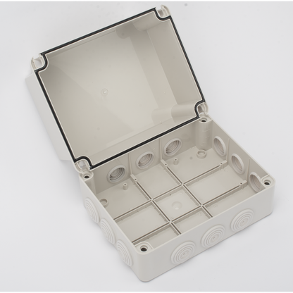 Caja Derivación-Conexión de Plástico (190 X 240 X 165 mm) con 12 Glándulas de Goma. Para Instalaciones Comerciales, Residenciales e Industriales.