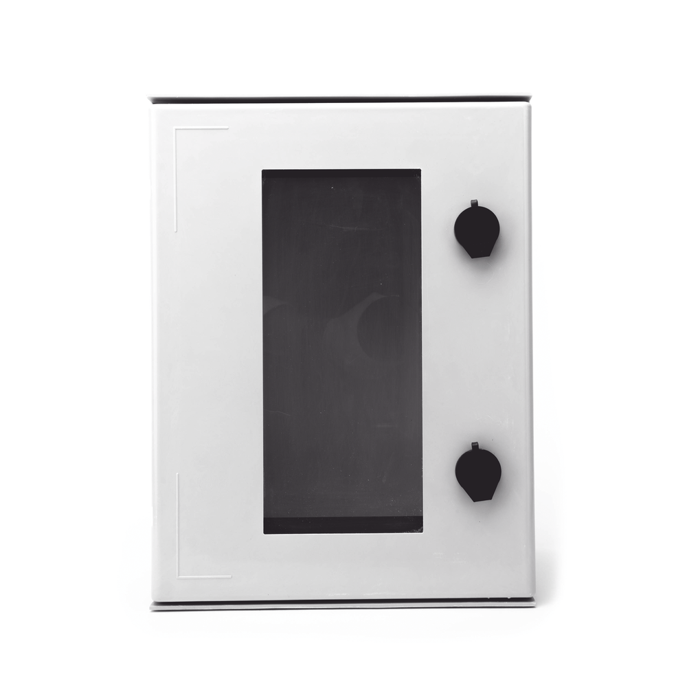 Gabinete de Poliéster IP65 Puerta Transparente, Uso en Intemperie (300 x 400 x 200 mm) con Placa Trasera Interior de Plástico (Incluye Chapa y Llave).