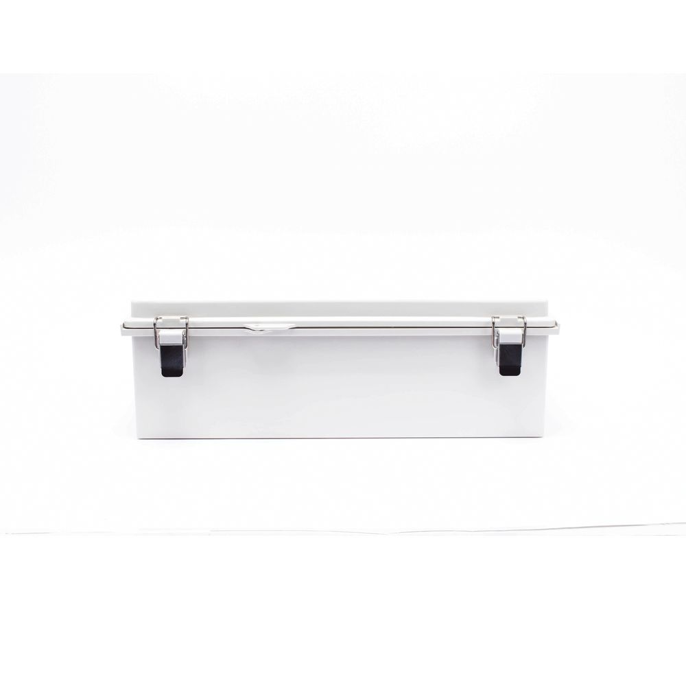 Gabinete de Plástico ABS, Uso en Intemperie IP66 (350 x 460 x 160 mm) Cierre por Broche Inoxidable y Permite Cerrado con Candado y Llave (Perno 5mm)