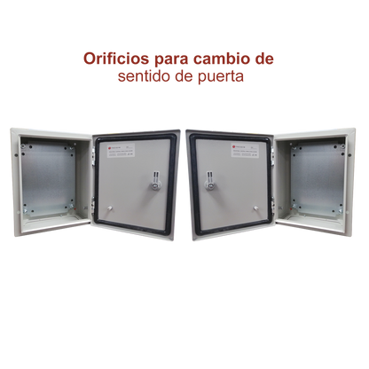 Gabinete de Acero IP66 Uso en Intemperie (400 x 400 x 200 mm) con Placa Trasera Interior de Metal y Compuerta Inferior Atornillable (Incluye Chapa y