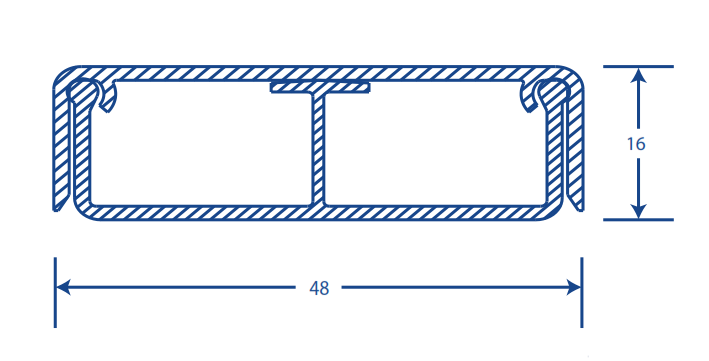 Canaleta blanca dos vías, de PVC auto extinguible, 48 x 16 x tramo 2.5m (6101-01250)