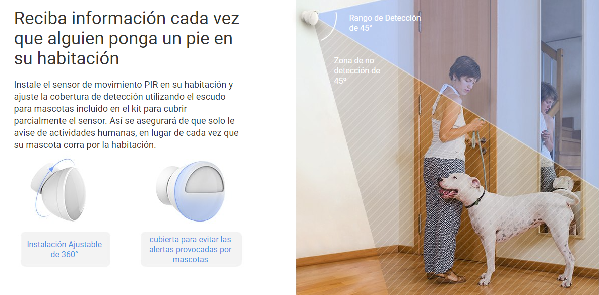 Sensor de Movimiento PIR Inteligente / Inalámbrico / Compatible con HUB CS-A3 / Cuenta con Inmunidad para Mascotas / Protocolo Zigbee