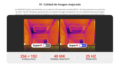 Pocket2 - Cámara Termográfica de Bolsillo / Pantalla Táctil 3.5" / Resolución IR 256 x 192 y Visual 8MP / Rango de -20°C a 400°C / SuperIR / Wi-Fi y