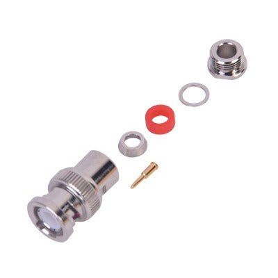 Conector BNC Macho de Rosca para Cable LP-142, RG-58/U, RG-142/U, Níquel, Oro, Delrin