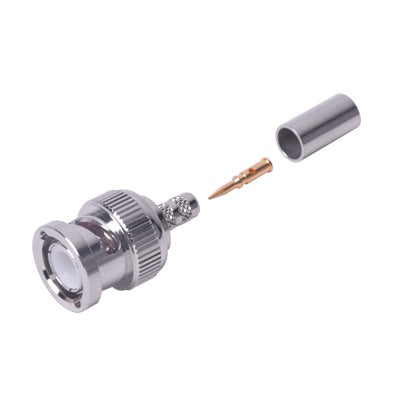 Conector BNC Macho de Anillo Plegable para Cable LP-195, LP-142, LMR-195, RG-58/U, RG-142/U, Níquel/ Oro/ Delrin