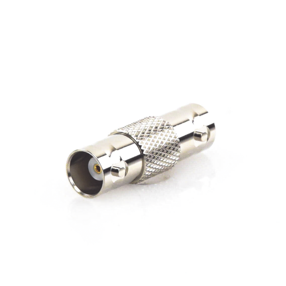 Adaptador Tipo Barril para 50 Ohm de Conectores BNC Hembra a BNC Hembra, Niquel/Oro/Polipropileno
