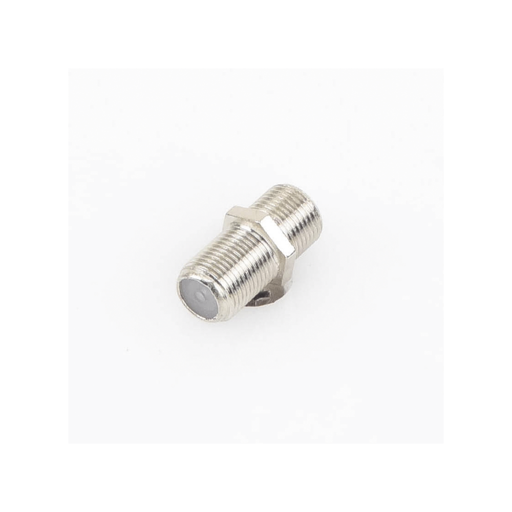 Adaptador Barril para 75 Ohm, de Conector F Hembra a F Hembra, Níquel/ Estaño/ Polietileno