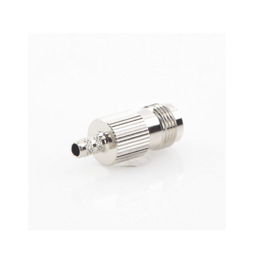 Conector TNC Hembra de Anillo Plegable para Cables RG-58/U, RG-142/U, Niquel /Oro /Delrin