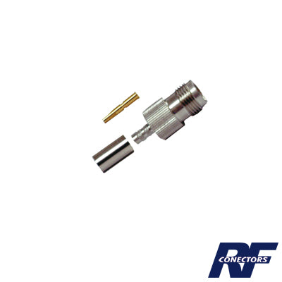 Conector TNC Hembra de Anillo Plegable para Cables RG-58/U, RG-142/U, Niquel /Oro /Delrin