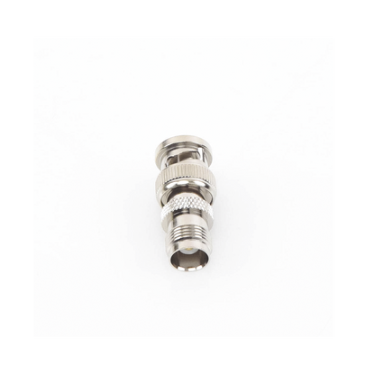 Adaptador en Línea de Conector TNC Hembra a BNC Macho, Níquel/ Oro/ Teflón