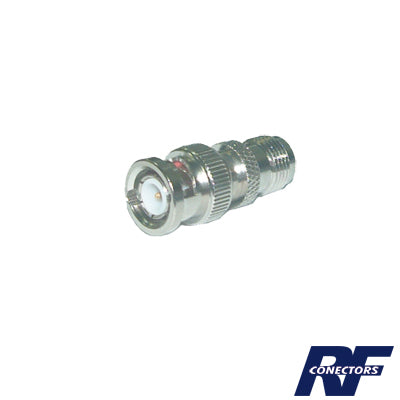 Adaptador en Línea de Conector TNC Hembra a BNC Macho, Níquel/ Oro/ Teflón
