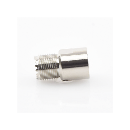 Conector UHF Hembra (SO-239) en Línea de Rosca para RG-8/U, 9913, LMR-400, Níquel/ Plata/ Teflón