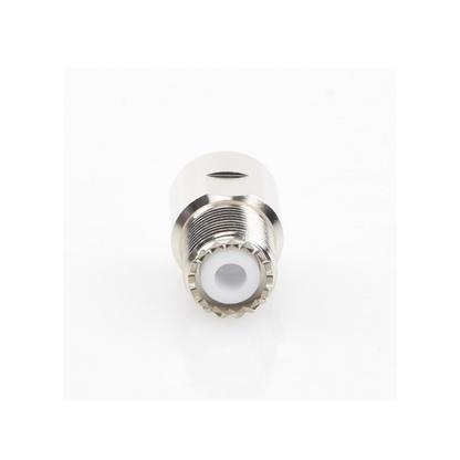 Conector UHF Hembra (SO-239) en Línea de Rosca para RG-8/U, 9913, LMR-400, Níquel/ Plata/ Teflón