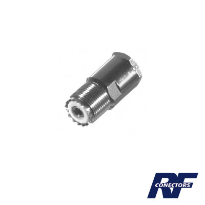Conector UHF Hembra (SO-239) en Línea de Rosca para RG-8/U, 9913, LMR-400, Níquel/ Plata/ Teflón