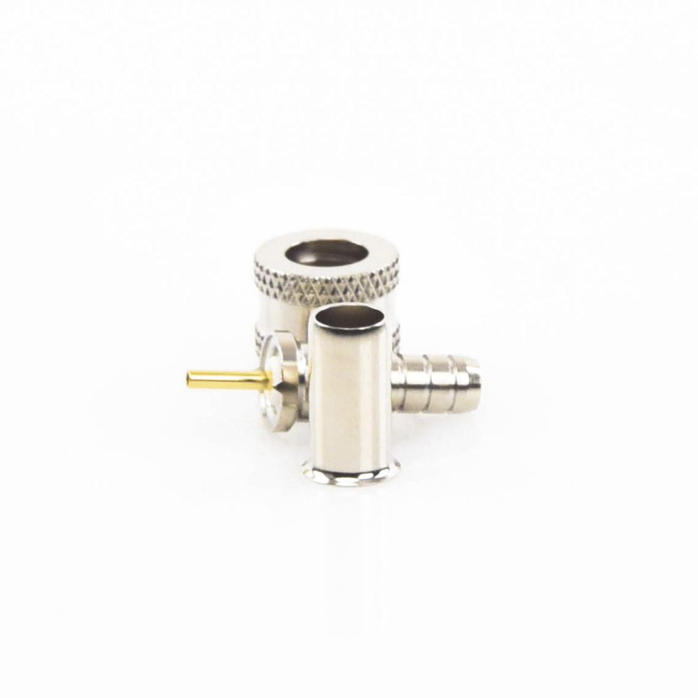 Conector Mini UHF Macho, 50 Ohm, de Anillo Plegable para Cables RG-58/U, RG-142/U, Niquel/Oro/Delrin