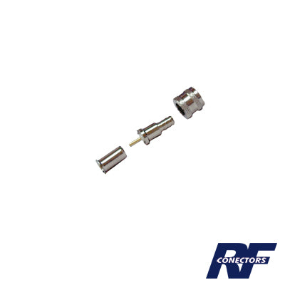 Conector Mini UHF Macho, 50 Ohm, de Anillo Plegable para Cables RG-58/U, RG-142/U, Niquel/Oro/Delrin
