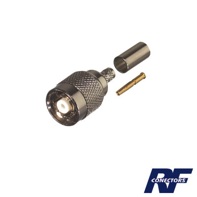 Conector TNC Macho Inverso de Anillo Plegable para Cable RG-142/U, Níquel/ Oro/ Teflón
