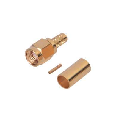 Conector SMA Macho Inverso de anillo plegable para cable RG-142/U, Oro/Oro/Teflon