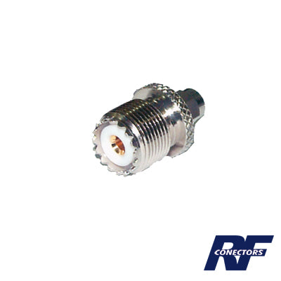 Adaptador en Línea, de Conector SMA Macho a UHF Hembra (SO-239), Níquel/ Oro/ Teflón