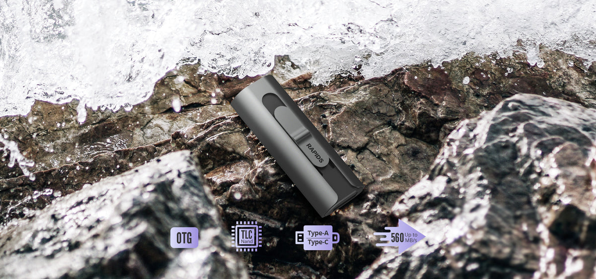 Memoria USB Dual SSD / 256 GB / USB-C y USB-A / 560 MB/s Lectura / OTG / Aleación de Aluminio