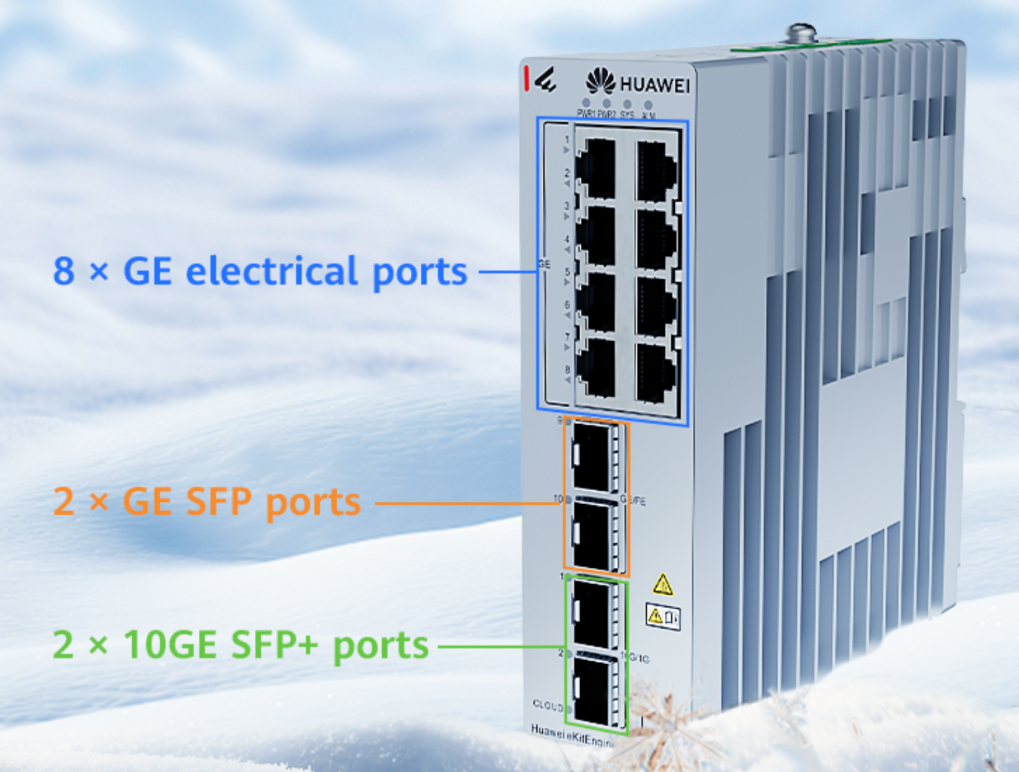 Switch Industrial eKit / 8 Puertos Gigabit + 2 SFP + 2 SFP+ / Montaje en Riel DIN / Fuente Redundante 1+1 : 9.6 a 50 VCD / Libre de licenciamiento
