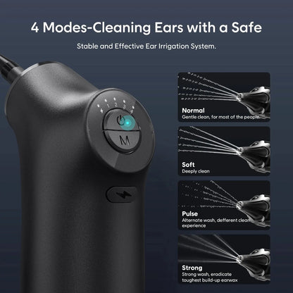 Kit de limpiador de oídos eléctrico, 4 modos de presión, eliminación de cera de los oídos, cuidado de la salud, irrigación de agua, limpiador de oídos para adultos y niños