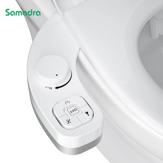 Bidé no eléctrico SAMODRA - Boquilla doble autolimpiante (lavado frontal y trasero) Accesorio para asiento de inodoro para bidé de agua