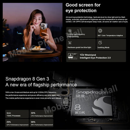 Original OPPO Find X7 Ultra 5G Mobiel Phone 6.82" AMOLED 120Hz Screen Snapdragon 8 Gen 3 Camera 50MP 100W SuperCharge Smartphone
