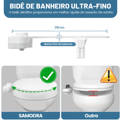 SAMODRA Non-Electric Bidet - Self Cleaning Dual Nozzle (Frontal and Rear Wash) Water Bidet Toilet Seat Attachment