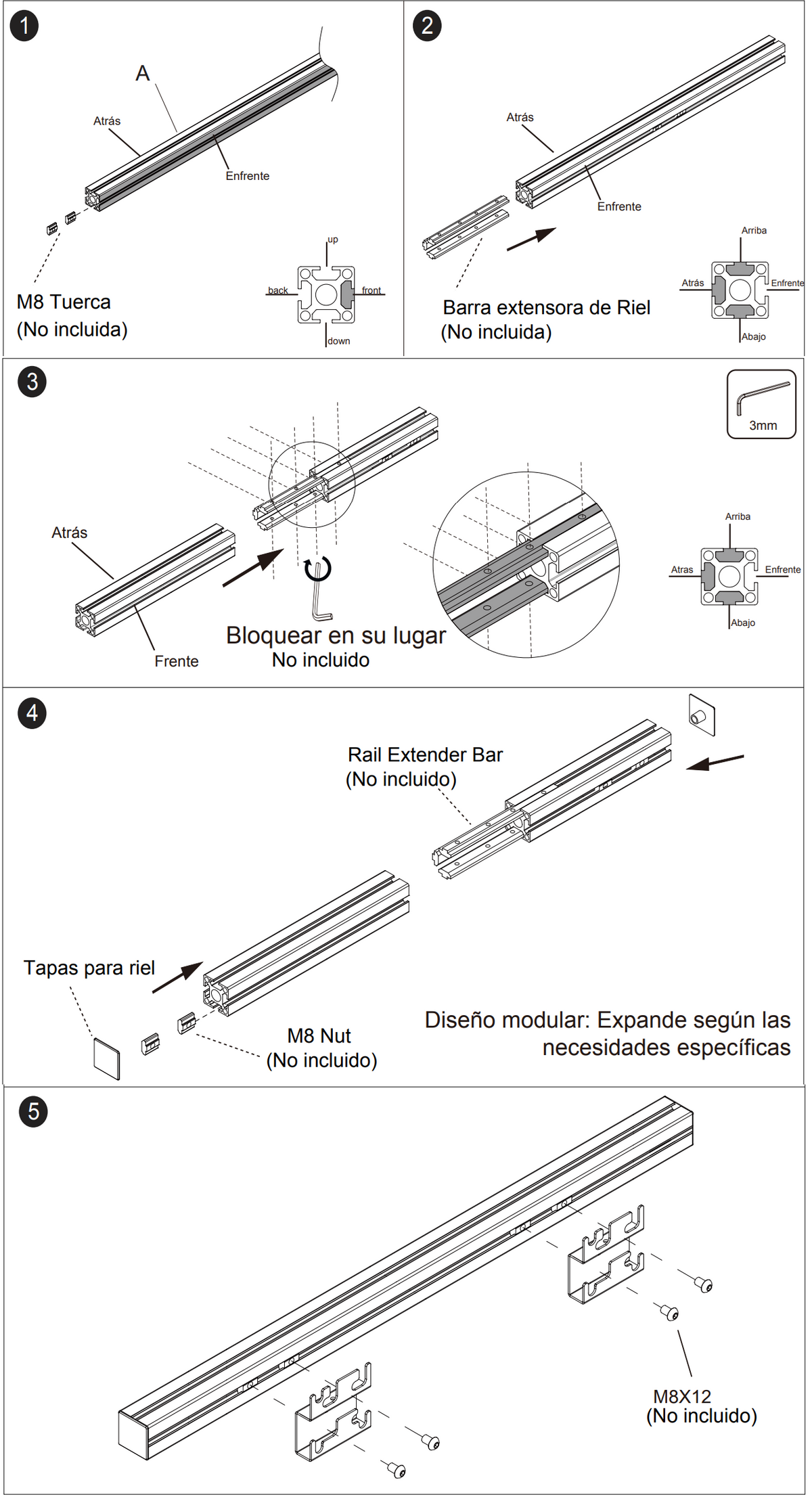 Riel para video wall LED 150CM