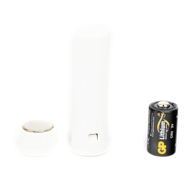 Sensor Magnético Inalámbrico para Empotrar / Invisible en Puerta Cerrada / Gap 2.54 cm / 345 MHz / Batería 5 Años / Diseño Cilíndrico Discreto