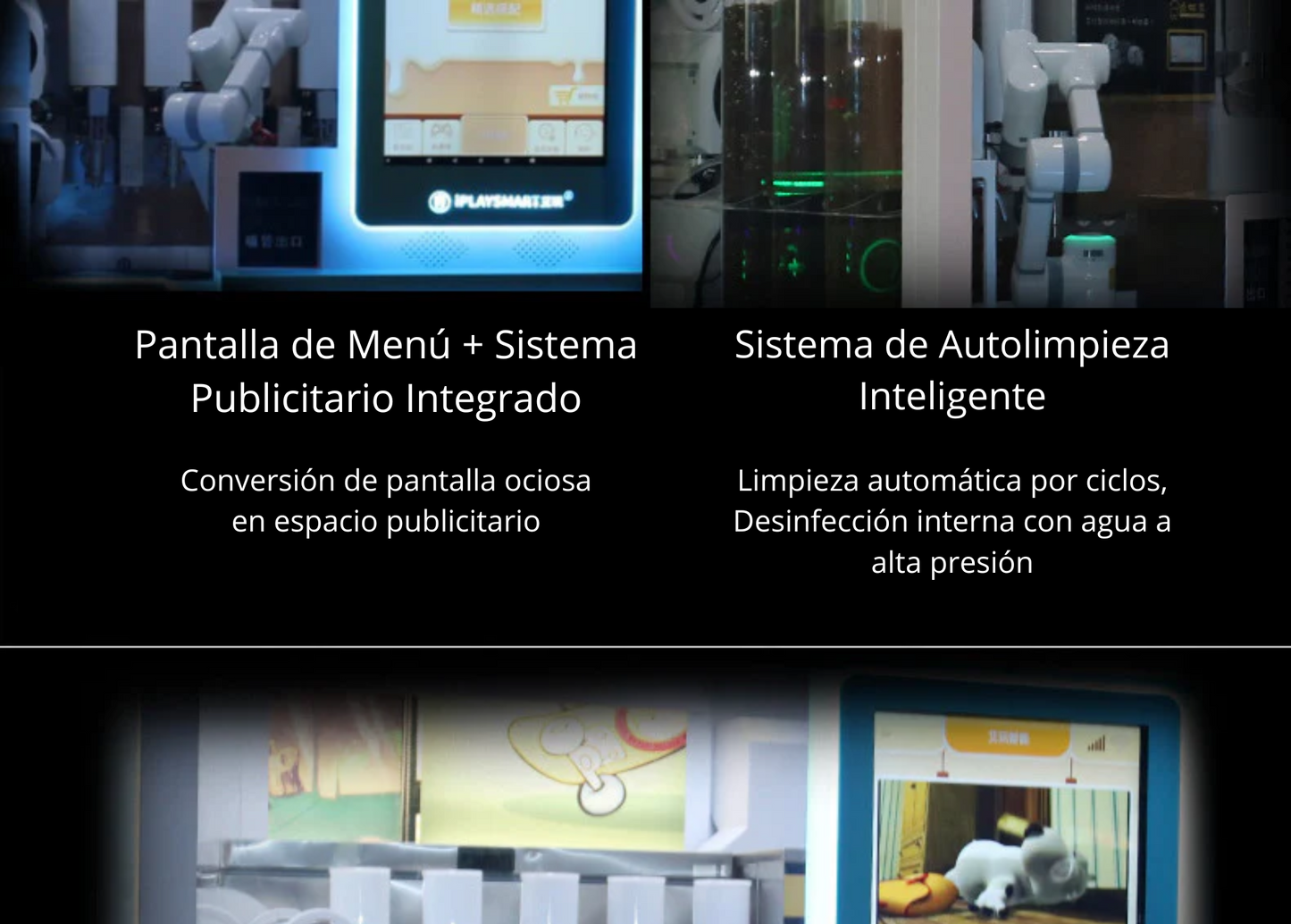 Local movil con maquina expendedora de bebidas con tapioca, té con leche, de brazo robótico automatizado 24/7