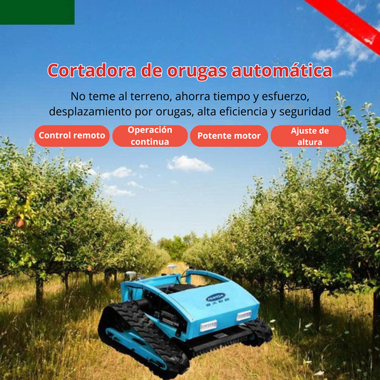 Cortadora de césped con control remoto sobre orugas, robot cortacésped de huerto híbrido de gasolina-aceite-eléctrico Máquina desmalezadora multifuncional