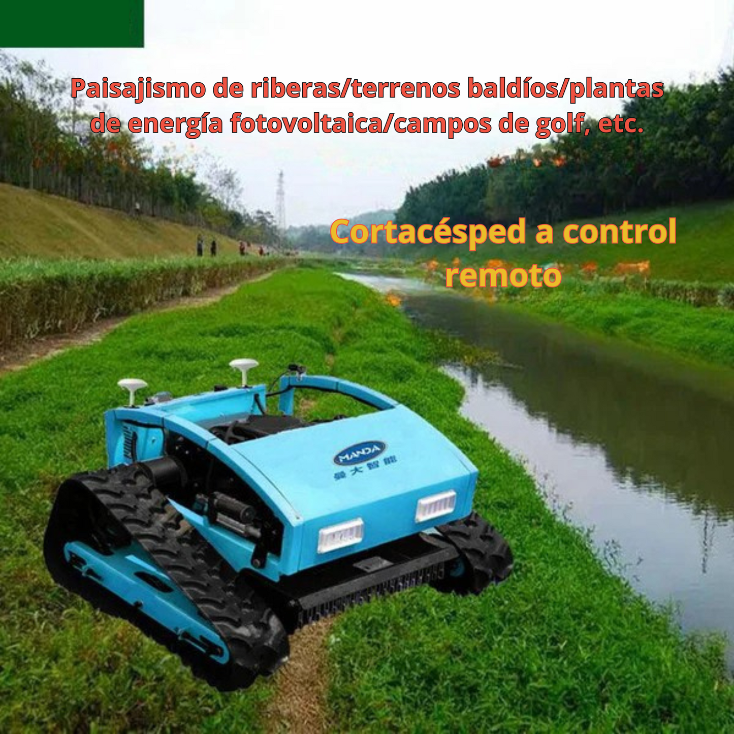 Remote Control Crawler Lawn Mower, Gasoline-Oil-Electric Hybrid Orchard Robot Lawn Mower Multifunctional Weeding Machine