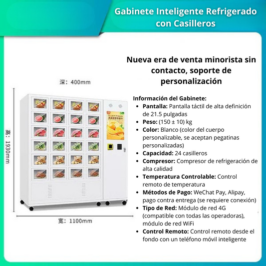 Maquina expendedora de Carne, pescado, frutas y vegetales, gabinetes de celosía refrigerados, productos diversificados, supermercado 24/7 de autoservicio
