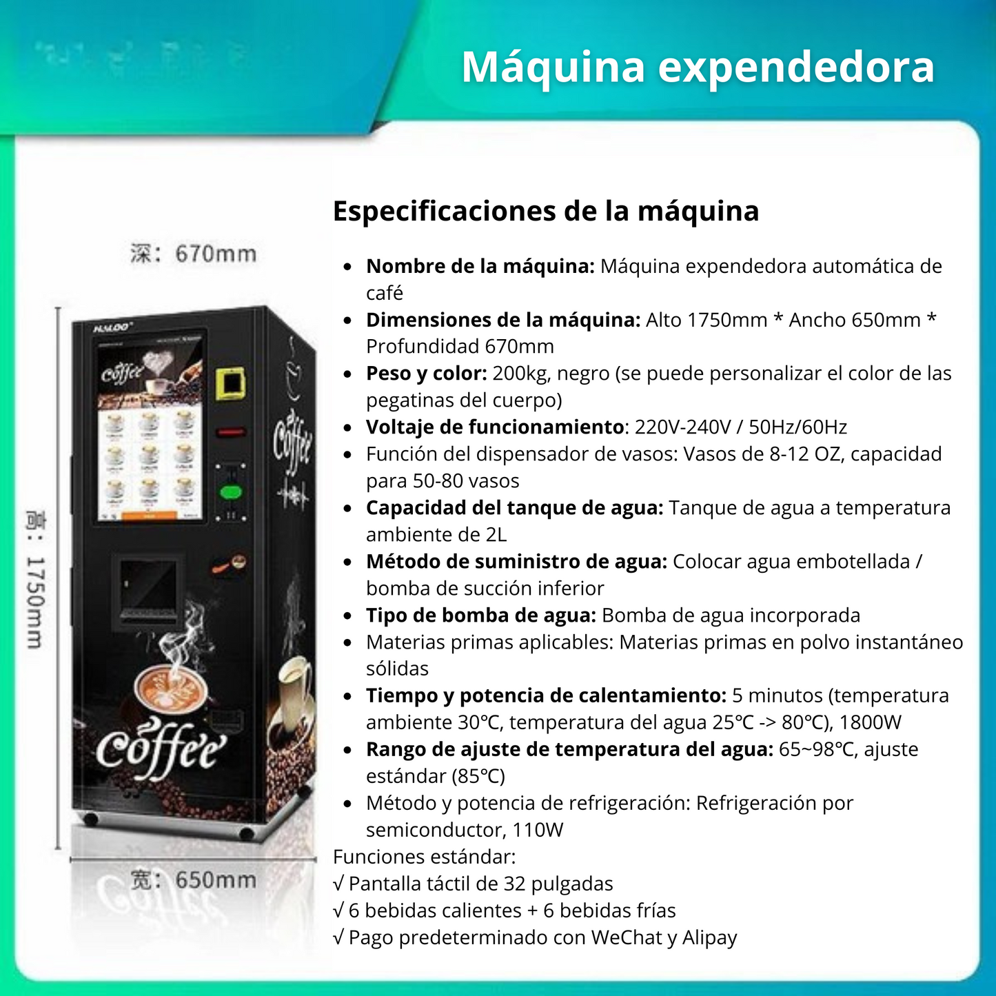 Maquina expendedora de café las 24 horas