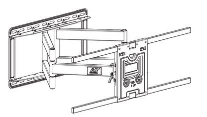 Montaje de Pared Universal Giratorio SP5-NB / Pantallas de 75" a 110" / VESA 400x400 a 800x600 mm / Carga 90.9 kg (200 lbs) / Inclinación +10° a -5°